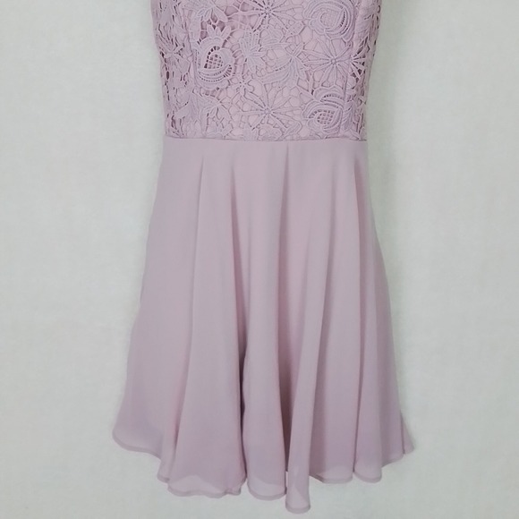 Lulus Mini Dress Pink Sz M Lace Sleeveless Straps Chiffon‎ Prom Special Occasion - Picture 10 of 16
